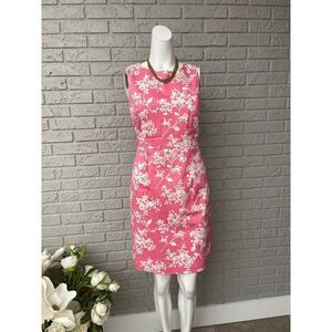 Melly M Women Pink & White Sleeveless Floral Sheath Summer Dress Size 6